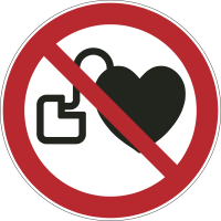 Verbotsaufkleber "Kein Zutritt f. Personen mit Herzschrittmachern/Defibrillatoren" 20cm